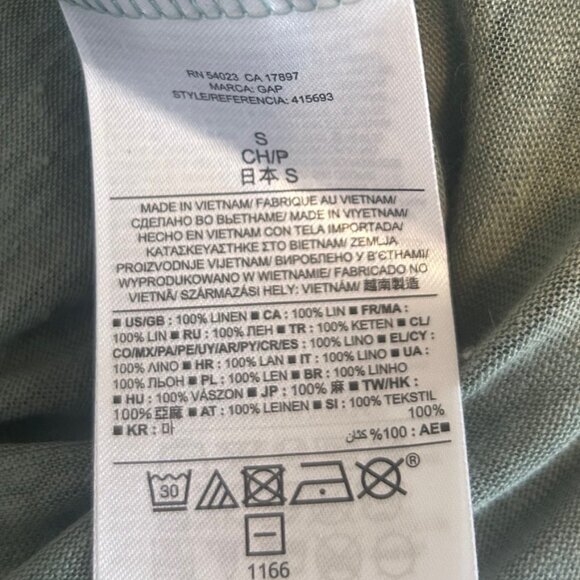 Women's GAP short sleeve v-neck linen green top new w/tag size small - Picture 4 of 8